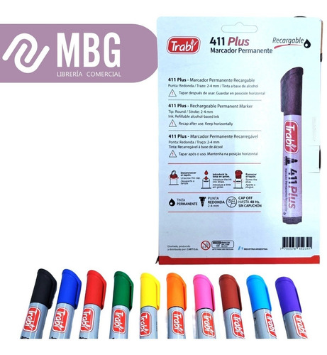 Imagen 4 de 7 de Marcador Permanente Trabi 411 Blister X 10