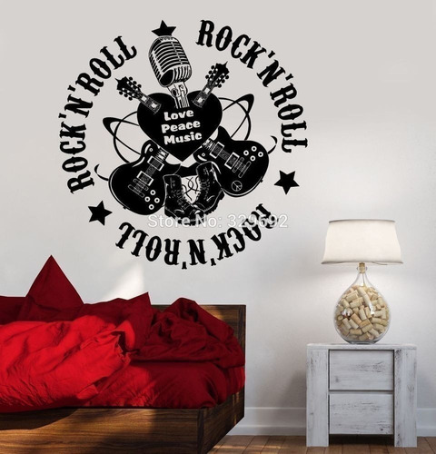 Vinilo Decorativo Rockn Roll Microfo  