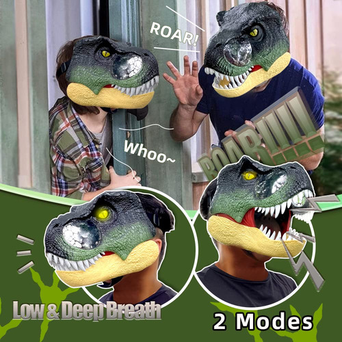 Máscara T-rex Com Olhos Iluminados Por Led P-jsmen Sounds Di