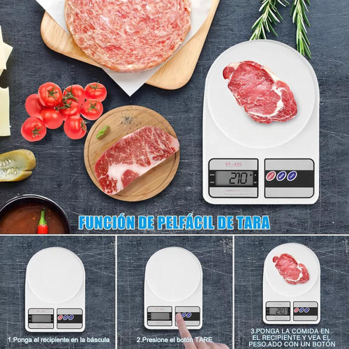 Rii Báscula De Cocina Digital De 1 G A 10 Kg, Color Blanco