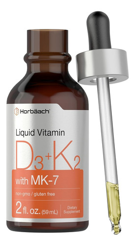 Vitamina D3 + K2 Mk7 En Gotas Liquido 2000iu 59ml 