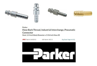 PARKER H8C Quick Connect,Plug,1/4" Body,1/4" Barb 