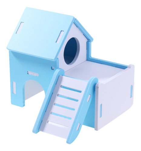 Hámster De Madera Azul Con Escalera De Dos Pisos Para Mascot