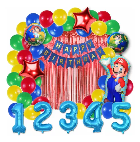Globos De Cumpleaños Decoración con Kit de Fiesta Mario Bros y Luigi