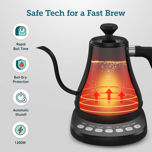 Cosori Electric Gooseneck Kettle Smart Bluetooth With Var...