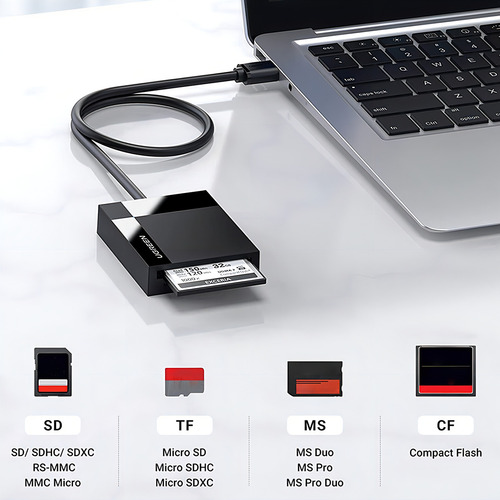 Lector Ugreen 30333 Usb 3.0 4 Ranuras Externo
