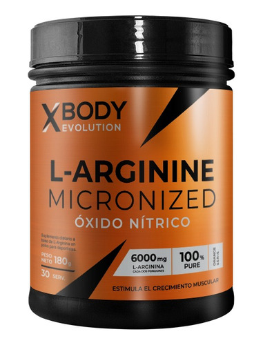 L-arginina 180grs Xbody Evolution Oxido Nítrico Micronizada