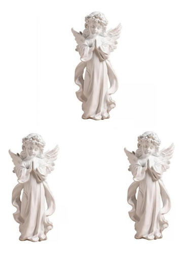 3 Estatuas De Resina De Ángel Rezando Para Decoración Para