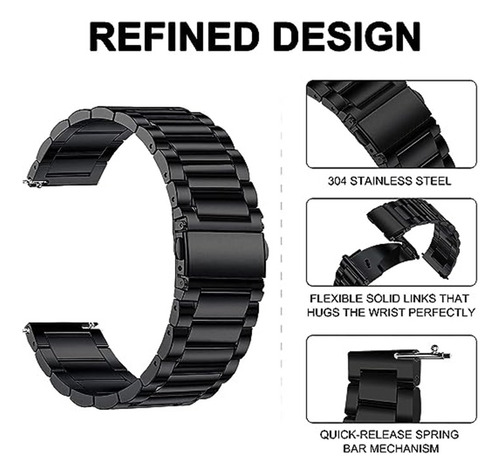 Pulseira De Relógio Universal De 22 Mm, Pulseira De Aço Inox