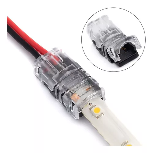 Conector de tira LED de 2 pines de 0.394 in con cable de 5.9 in,  amplificador máximo 5A, clips de presión sin soldadura para 0.394 in de  ancho, 12 V