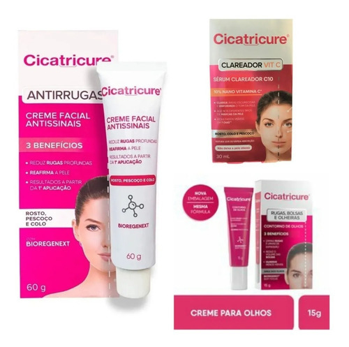 Kit Cicatricure Creme 60g + Contorno 15g + Serum 30ml