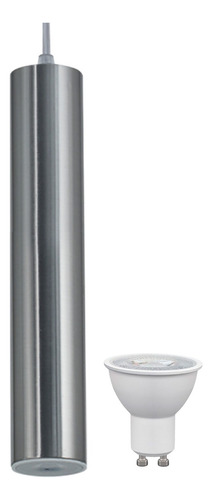Lampara Colgante Minimalista Tubo 20cm Acero Ferrolux + Led