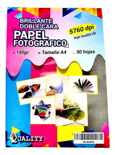 Papel Doble Cara Imprimible Brillante 50 Hojas 140 Gr. A4