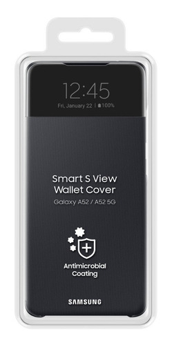 Case Galaxy A52 S-view Flip Wallet Cover Original Negro