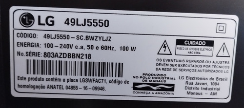 Smart Tv Lg 49lj5550/ Com Defeito - Leia! (Usado)