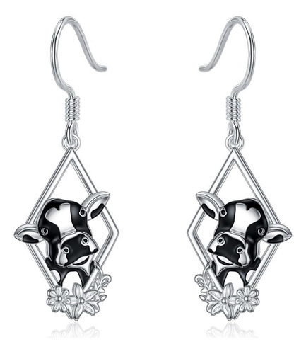 Pendientes De Vaca Para Mujer, Plata De Ley 925, Pendientes.