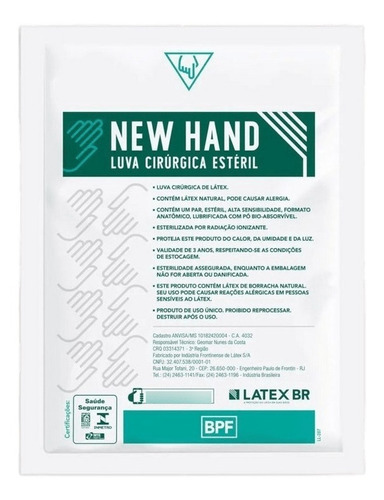Luva Cirurgica Esteril Latex New Hand Kit 25 Pares  Tam 6,5