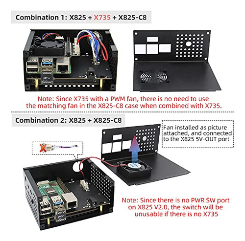 Geekworm Para Raspberry Pi 4, X825 V2.0 Sata Hdd/ssd De 2,5