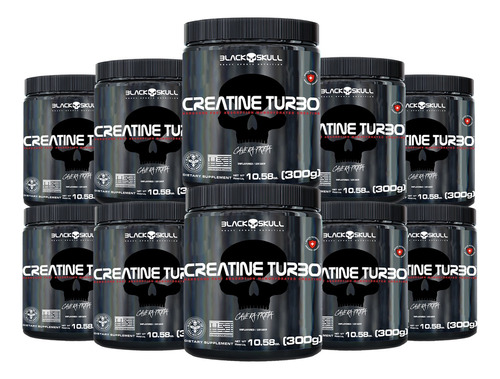 Kit 10 Black Skull Creatina 300g Energia E Força Muscular