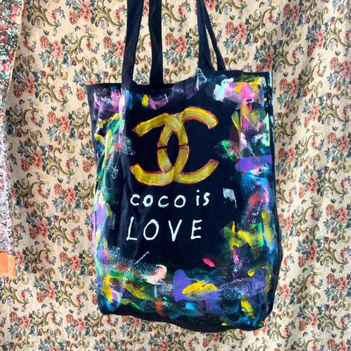 Bolsa De Mano  Tote Bag Coco Pintada A Mano Rbl