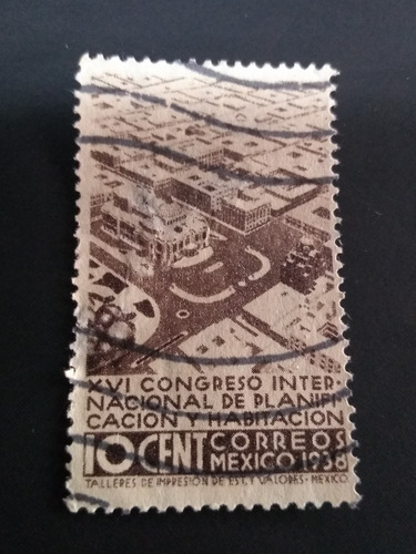 Timbre Postal México 16 Congreso Planeación  Habitación 1938
