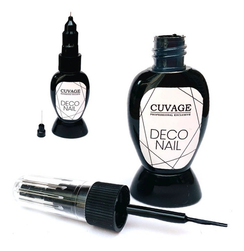 Esmaltes Con Pincel Liner Doble Punta Deco Nail Art Color Negro