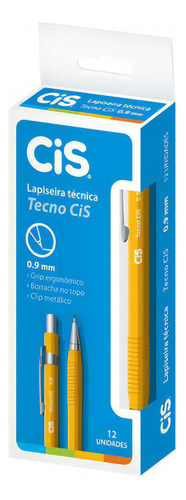 Lapiseira Cis Tecno 0,9mm Amarela Caixa Com 12 Unidades