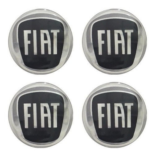 Jogo Emblema Resinado Fiat Preto Centro Calota Roda 48mm