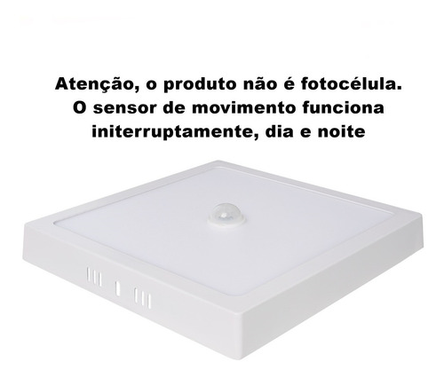 Imagem 7 de 7 de Plafon De Sobrepor Com Sensor Presença 18w Quadrado 6500k