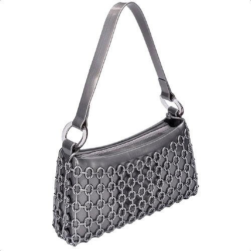 Melissa Hoop Bag Cor Prateado Correia De Ombro Prateado Desenho Do Tecido Lisa