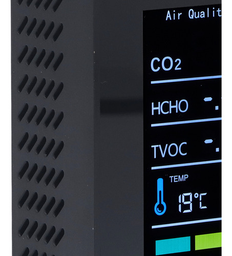 Detector De Dióxido De Carbono De Co2 Preto Lcd Tvoc Hcho Te