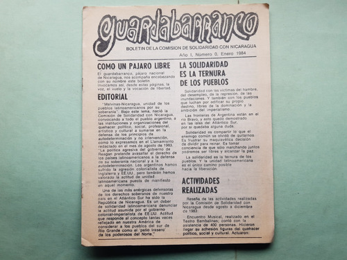 Revista Guardabarranco / 1984 / Solidaridad Con Nicaragua