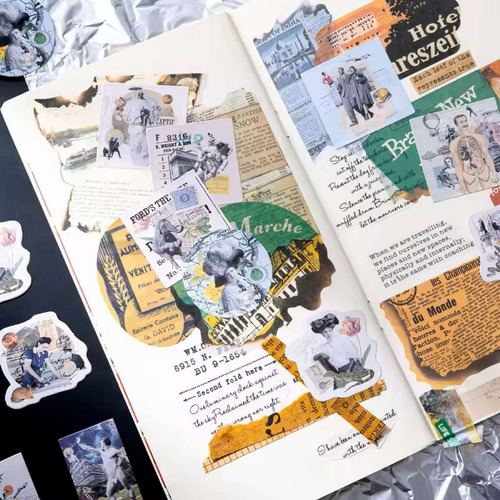 46 Stickers Cajita Old Dream Collage Journaling Scrapbooking