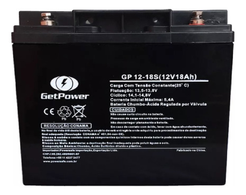 Bateria 12v 18ah Get Power No Break Apc Sms Gp1218 Nova