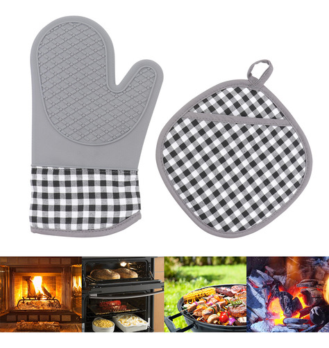 1 Juego De Guantes De Horno Y Soporte Para Ollas De Alta Cal