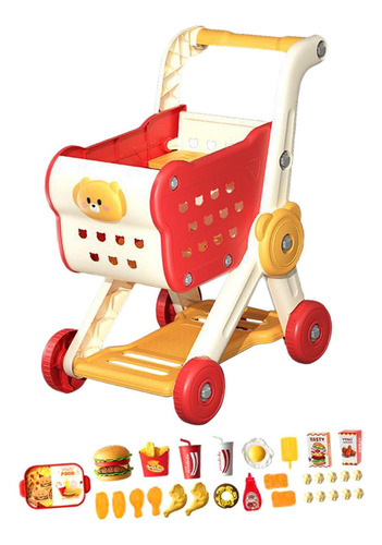 Juego De Carrito De Compras Para Niños, Mini Carrito Rojo