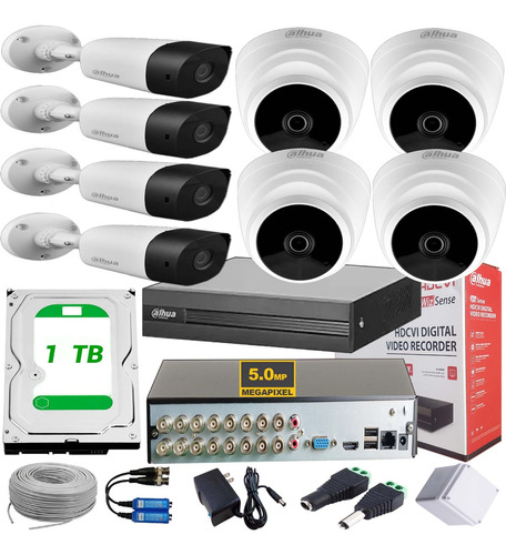 Cámaras Kit 5 Mpx Dahua Dvr 16 Ch 5 Mpx + 8 Cám + D D