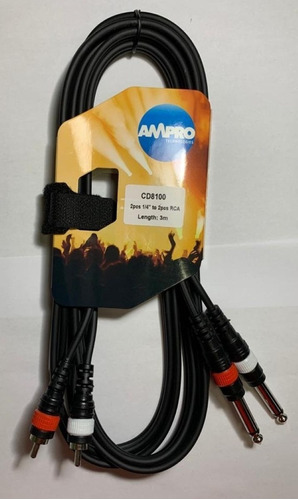 Cable 2 Plug 1/4 A 2 Plug Rca Profesional 3 Metros - Escar