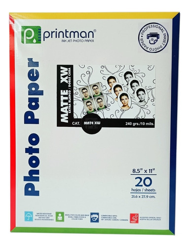 Papel Fotográfico Extra White.t.carta 20 Hojas.