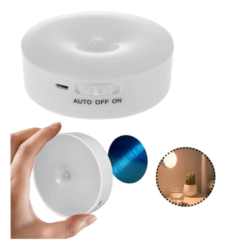 Sensor Movimiento Luz Nocturna Led Recarga Usb Luz Calida