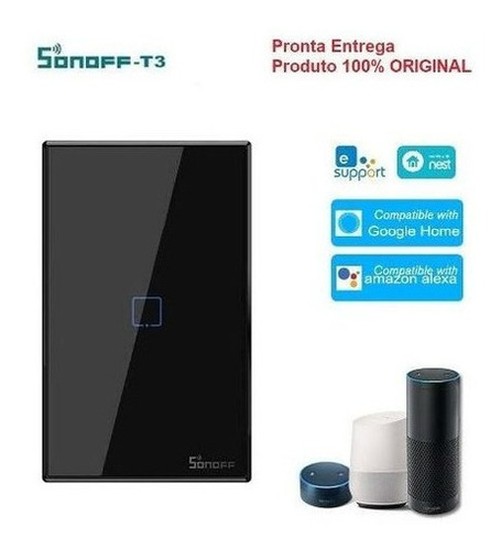 Sonoff® 1 Botón T3 Us-touch /rf 433mz - Entrega Lista - Negr