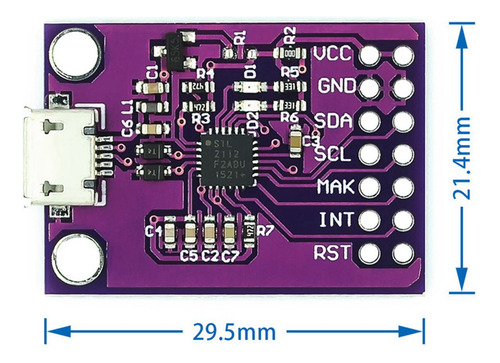 Placa De Depuración Crystally-2x Cp2112 Módulo Ccs811 Usb A