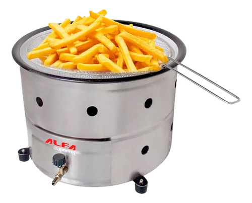 Fritadeira Gás Com Tacho 7 L Pastel Batata Frita Salgados Cor Prateado