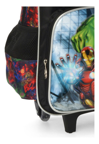 Mochila De Rodinha Escolar Vingadores Com Máscara - Preto