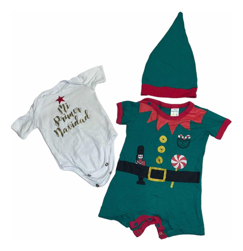 Body Enterito Conjunto Bebe Mi Primera Navidad + Disfraz