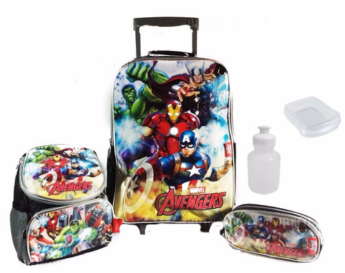 Kit Mochila Escolar De Rodinhas Vingadores Original Promoção