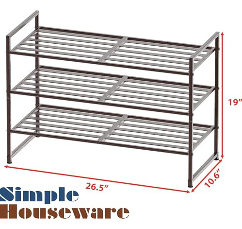 Simple Houseware Zapatero Apilable Con Panel De Metal De 3 N
