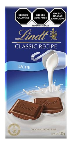 Barra De Chocolate Con Leche Classic Recipe Lindt 125gr