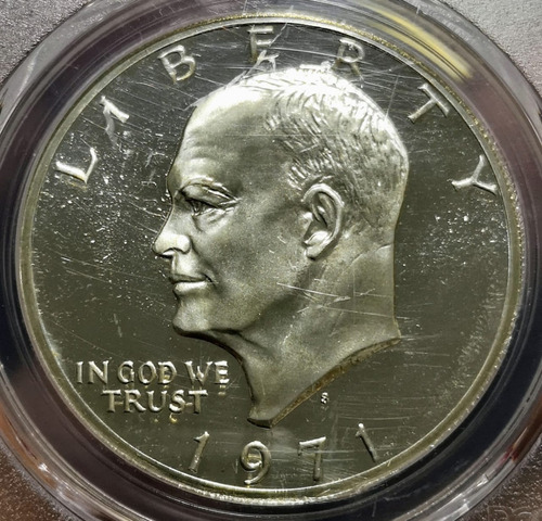 Moneda 1 Dollar Eisenhower 1971, Certificada En Plata .400
