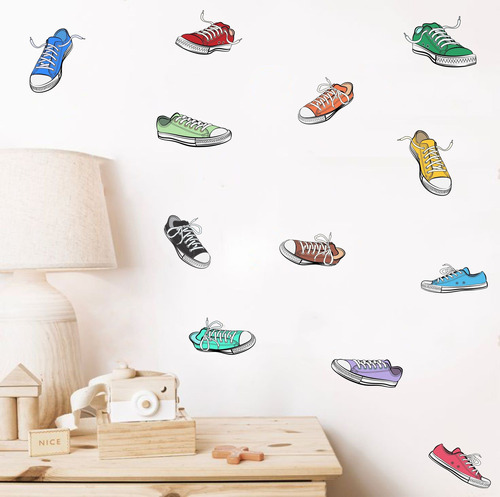 Adesivo De Parede Tênis Coleção Clássicos Coloridos Sapatos